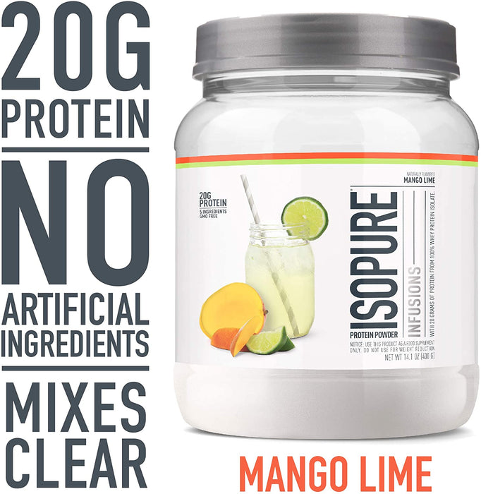 ISOPURE Infusions Mango Lime Protein Powder, 20 g Protein, 14.1 oz, 0.88 lbs (400 gr)