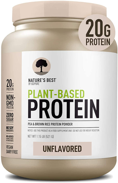 ISOPURE Nature's Best Plant-Based Unflavored Pea & Brown Rice Protein Powder, 20 g Protein, 1.15 lbs (521 gr)