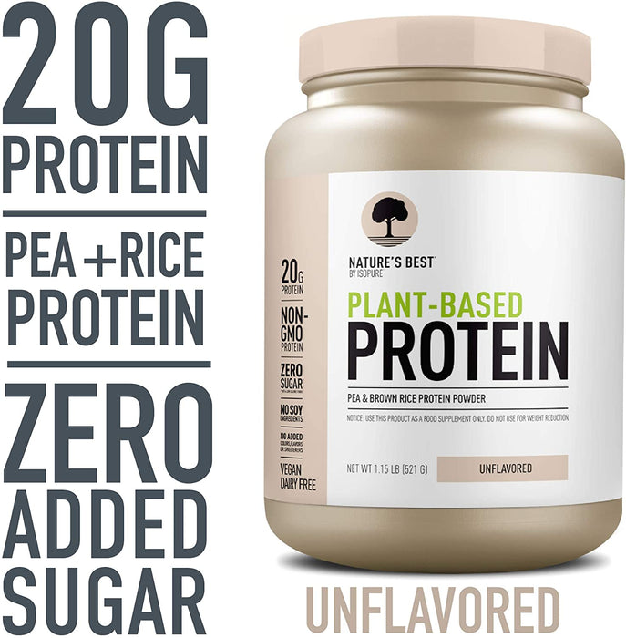 ISOPURE Nature's Best Plant-Based Unflavored Pea & Brown Rice Protein Powder, 20 g Protein, 1.15 lbs (521 gr)