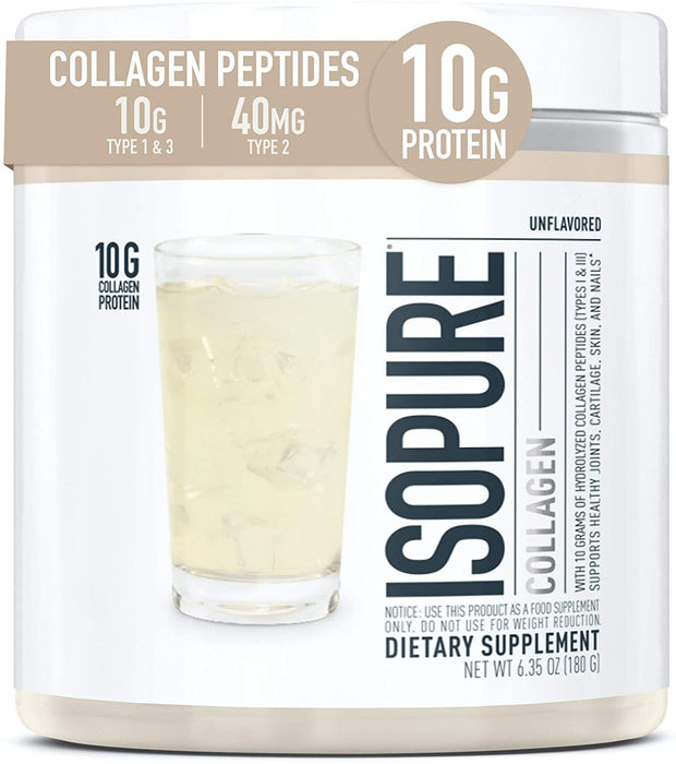 ISOPURE Collagen Peptides Unflavored Dietary Supplement, 10 g Protein, 6.35 oz (180 gr)