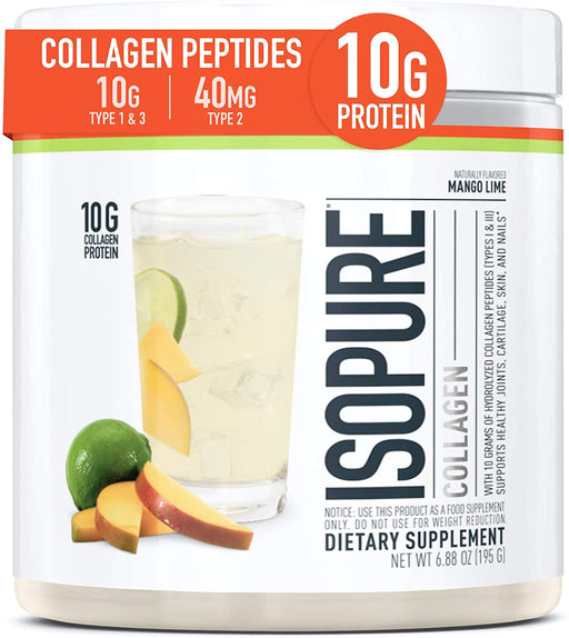 ISOPURE Collagen Peptides Mango Lime Flavored Dietary Supplement, 10 g Protein, 6.88 oz (195 gr)