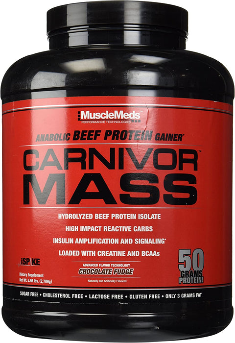 MuscleMeds Carnivor Mass Beef Protein Isolate, Chocolate Fudge Flavor , 5.96 lbs