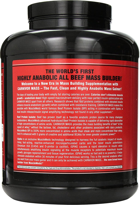 MuscleMeds Carnivor Mass Beef Protein Isolate, Chocolate Fudge Flavor , 5.96 lbs