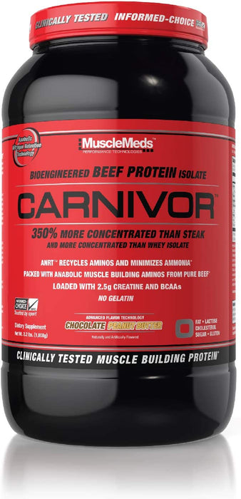 MuscleMeds Carnivor Beef Protein Isolate Protein Powder, Chocolate Peanut Butter Flavor, 2 lbs