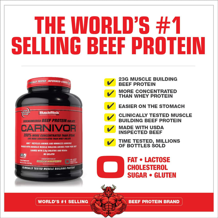 MuscleMeds Carnivor Beef Protein Isolate Protein Powder, Chocolate Peanut Butter Flavor, 4 lbs, 4 lbs