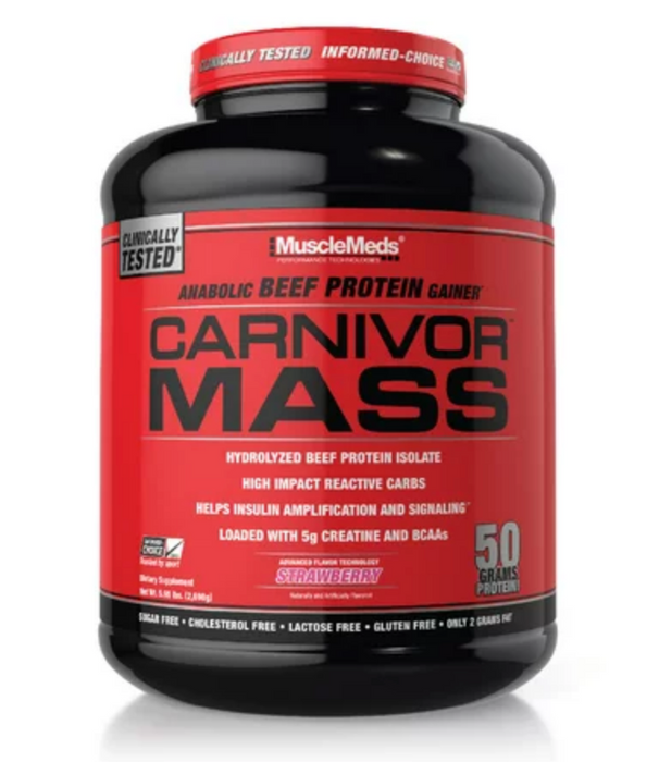 MuscleMeds Carnivor Mass Beef Protein Isolate, Strawberry Flavor , 5.9 lbs