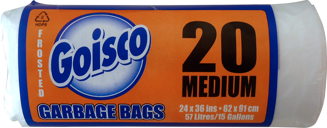 Goisco Medium Trash Bags, 15 Gallons, 20 ct