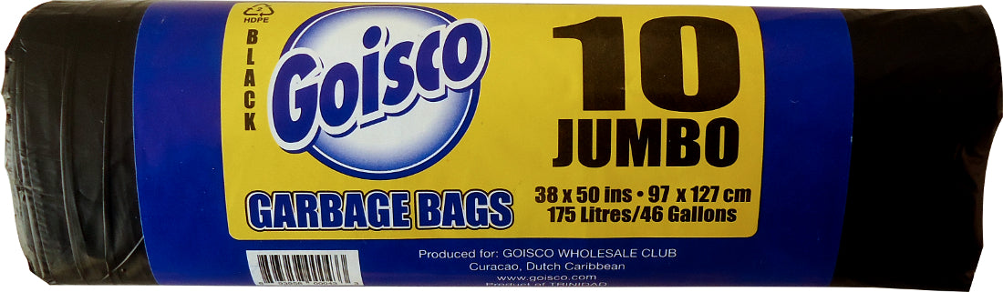 Goisco Jumbo Trash Bags, 46 Gallons, 10 ct