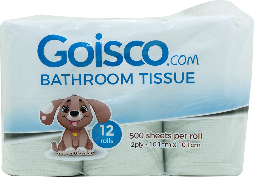 Goisco.com 500 Sheets 2-Ply Toilet Paper Rolls, 12 ct
