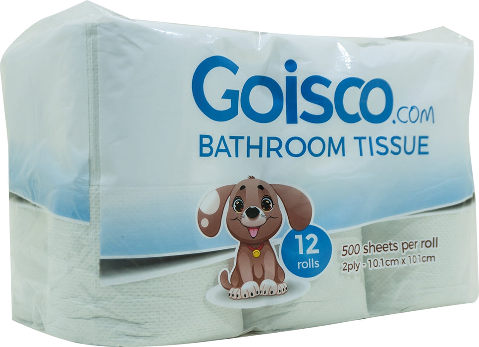 Goisco.com 500 Sheets 2-Ply Toilet Paper Rolls, 12 ct