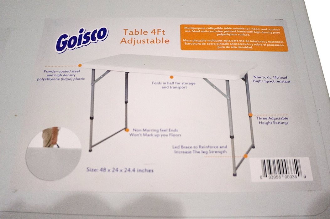 Goisco Adjustable Table, 4 ft