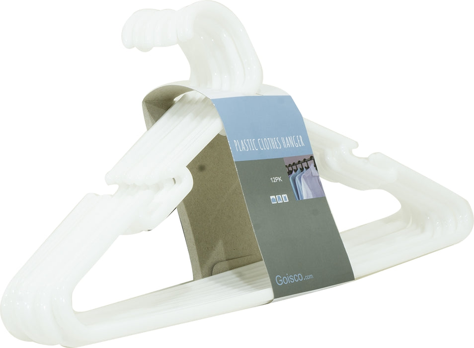 Goisco Plastic Clothes Hangers Value Pack, 12 ct