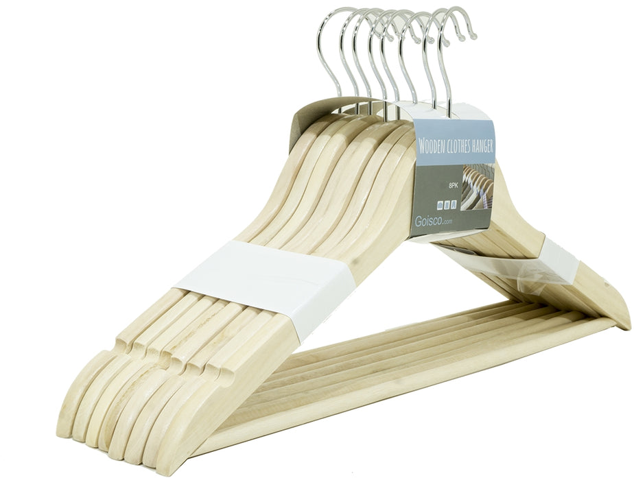 Goisco Wooden Clothes Hangers Value Pack, 8 ct