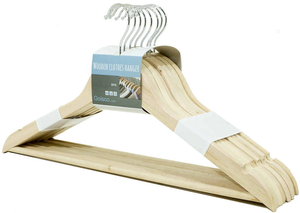 Goisco Wooden Clothes Hangers Value Pack, 8 ct
