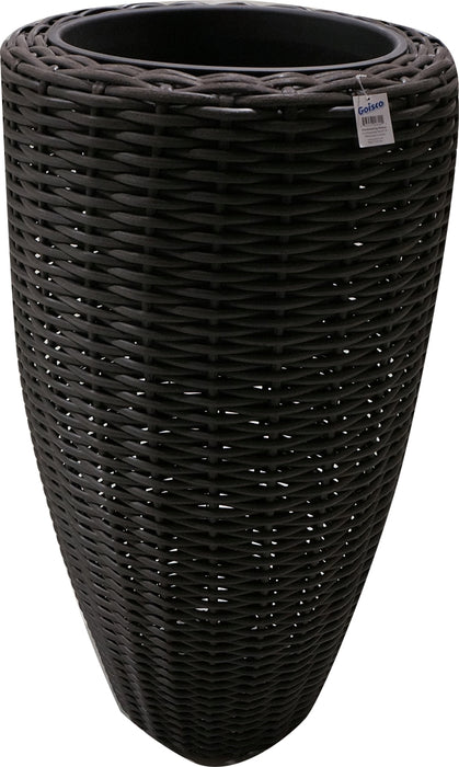 Goisco Tall Black Round Rattan Flower Pot, 105 cm