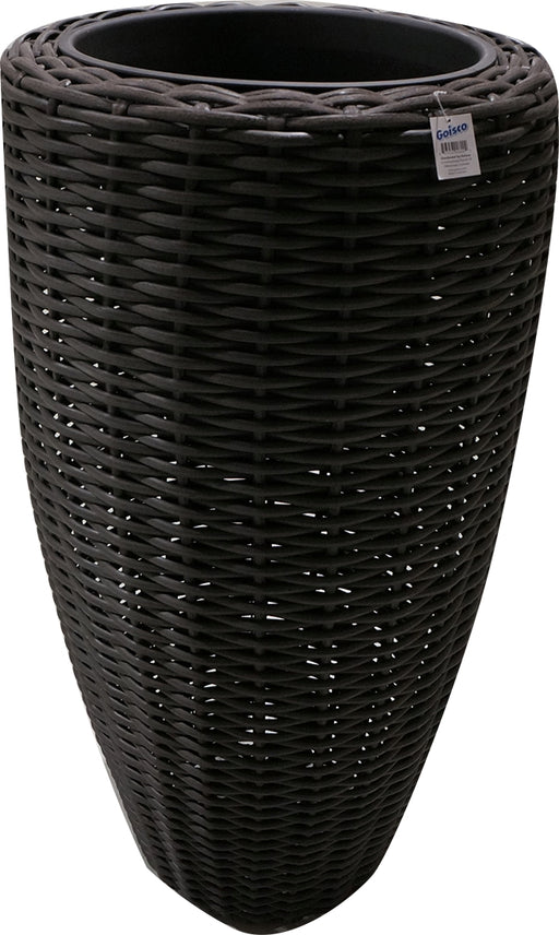 Goisco Tall Black Round Rattan Flower Pot, 105 cm
