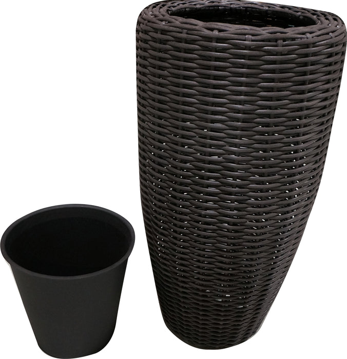 Goisco Tall Black Round Rattan Flower Pot, 105 cm