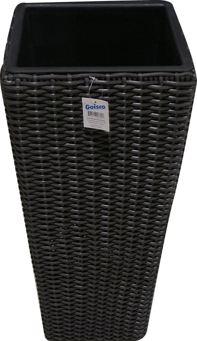 Goisco Tall Black Square Rattan Flower Pot, 60 cm