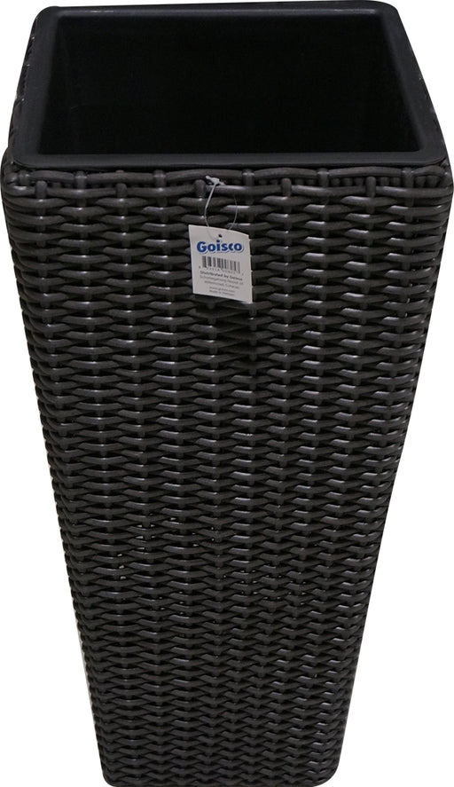 Goisco Tall Black Square Rattan Flower Pot, 60 cm