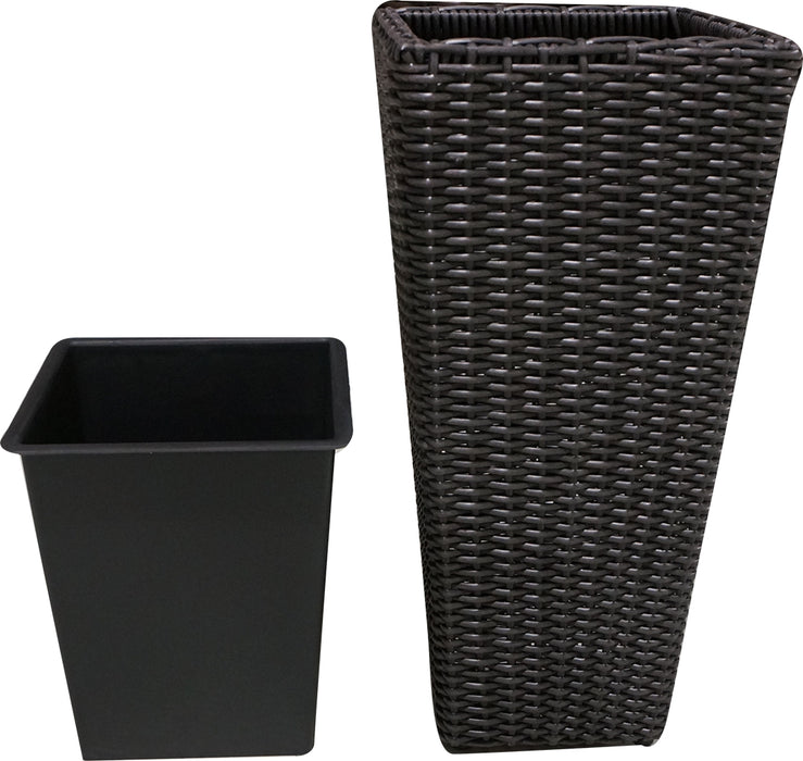 Goisco Tall Black Square Rattan Flower Pot, 60 cm