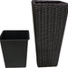 Goisco Tall Black Square Rattan Flower Pot, 60 cm