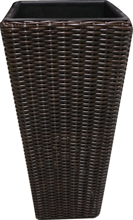 Goisco Tall Brown Square Rattan Flower Pot, 60 cm