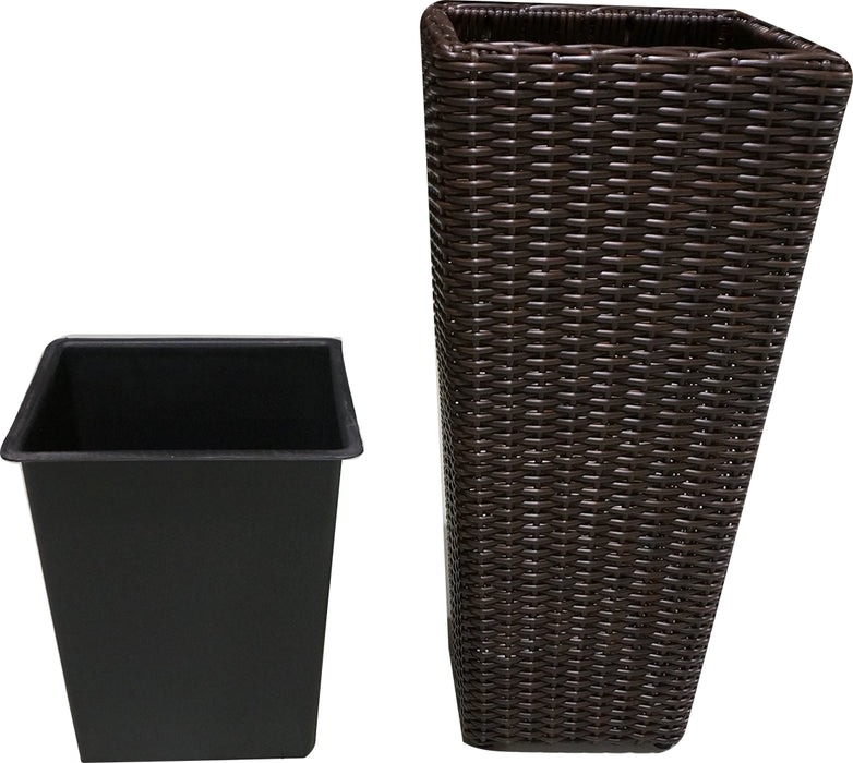 Goisco Tall Brown Square Rattan Flower Pot, 60 cm