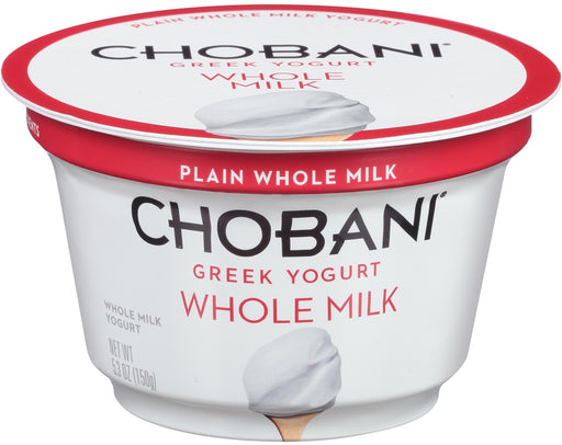 Chobani Plain Greek Whole Milk Yogurt, 5.3 oz