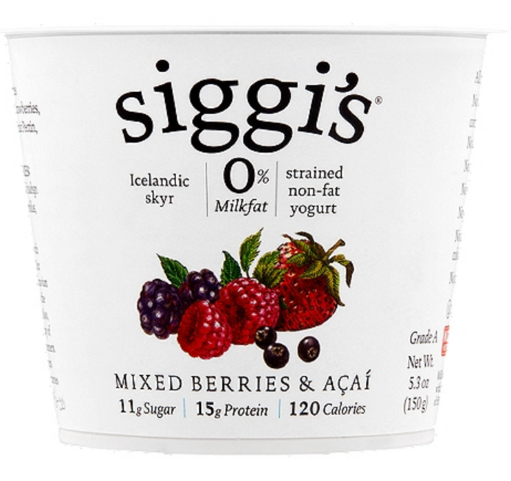 Siggi's Mixed Berries & Acai, Strained Non-Fat Yogurt , 5.3 oz