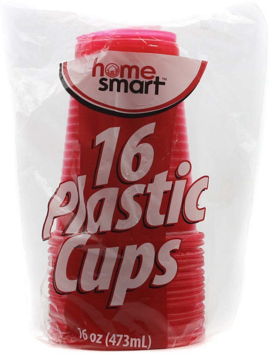Home Smart Plastic Cups Red, 16 x16oz