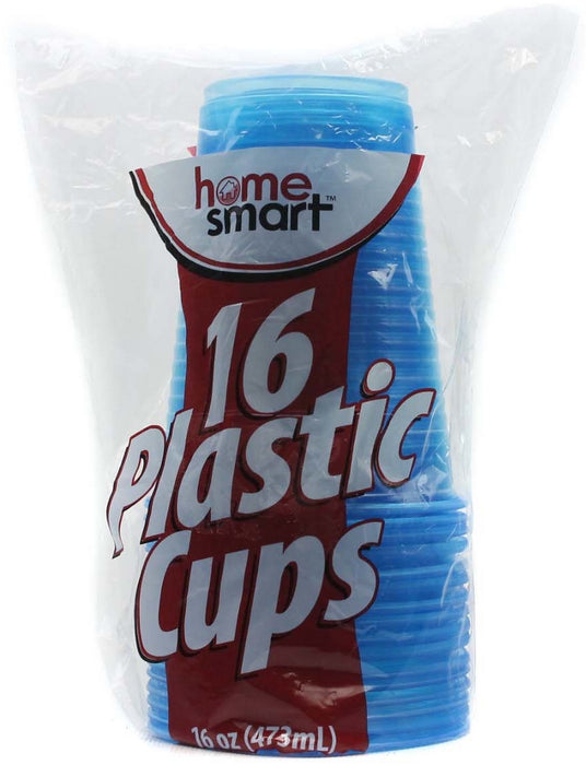 Home Smart Plastic Cups Blue, 16 x16oz