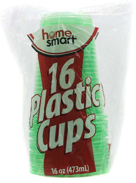 Home Smart Plastic Cups Green, 16 x16oz