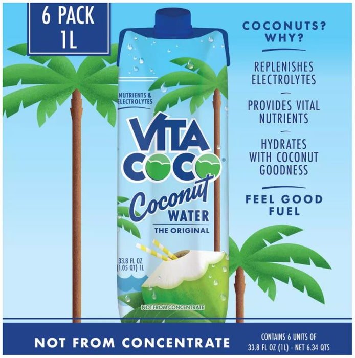 Vita Coco Coconut Water, 6-Pack, 6 x 1 L