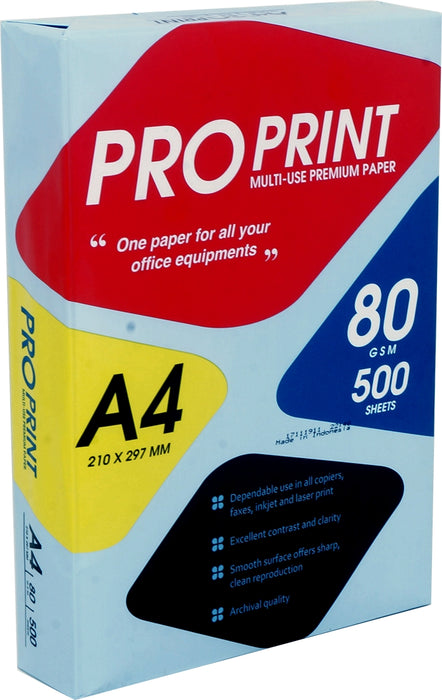 Pro Print A4 Multi-Use Premium Paper 80GSM, 210 x 297 mm (Box of 5 for ...