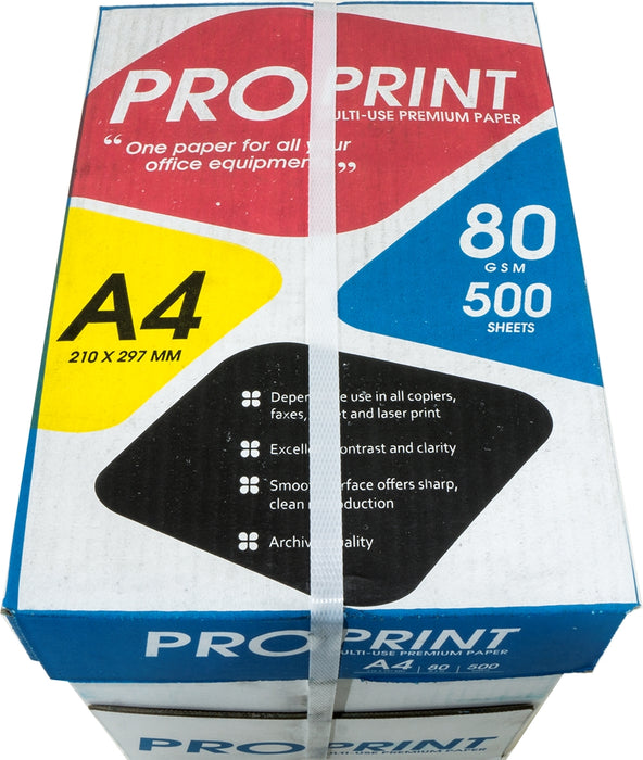 Pro Print A4 Multi-Use Premium Paper 80GSM, 210 x 297 mm (Box of 5 for FL 41.99), 500 sheets