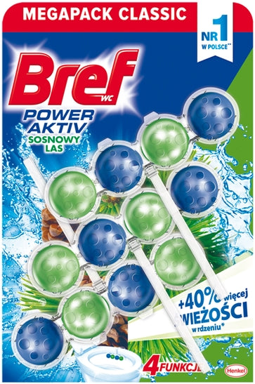 Bref WC Power Aktiv Toilet Freshener, Pine, 3 x 50 gr