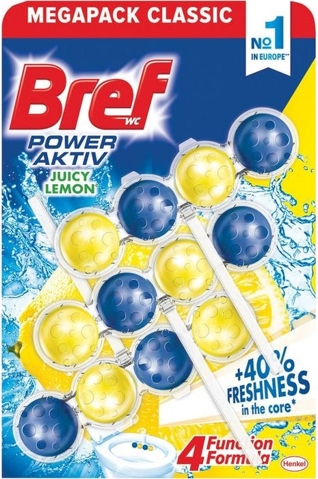 Bref WC Power Aktiv Toilet Freshener, Juicy Lemon, 3 x 50 gr