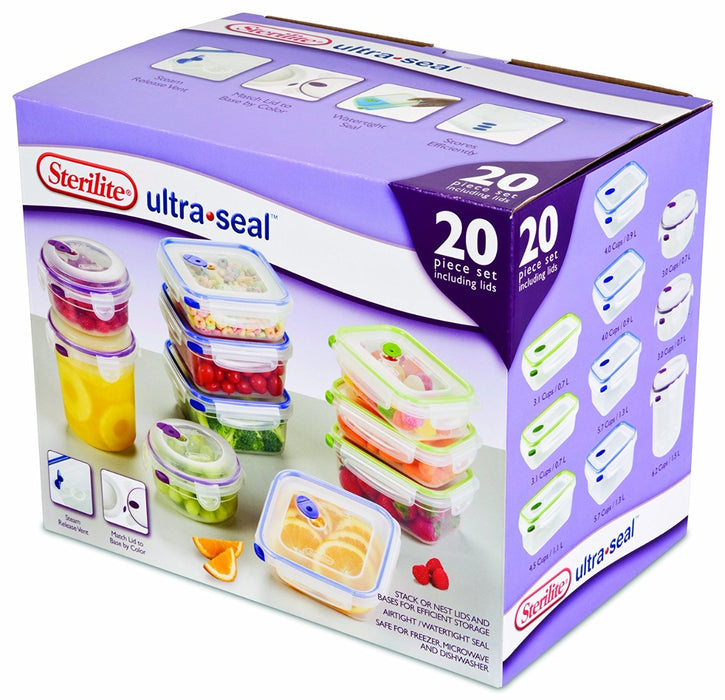 Sterilite Ultra Seal 20-Piece Food Storage Container Set, 20 pcs