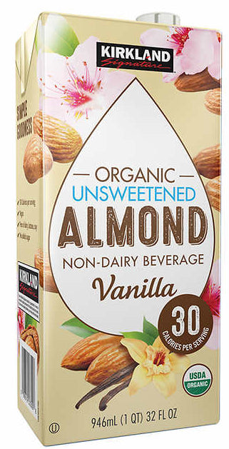 Kirkland Organic Unsweetened Vanilla Almond Milk, Value Pack, 6 x 32 oz