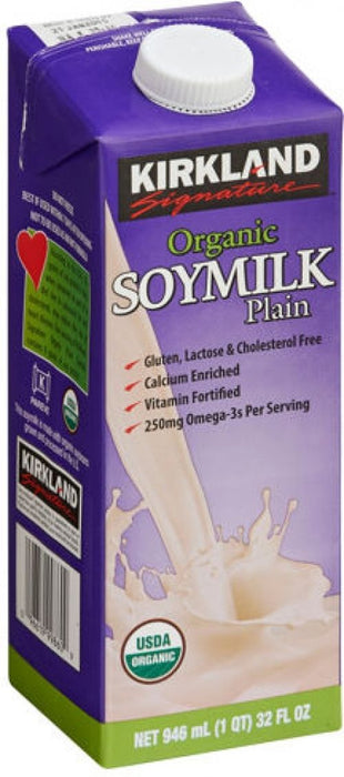 Kirkland Plain Organic Soymilk, Gluten Lactose & Cholesterol Free, 32 oz