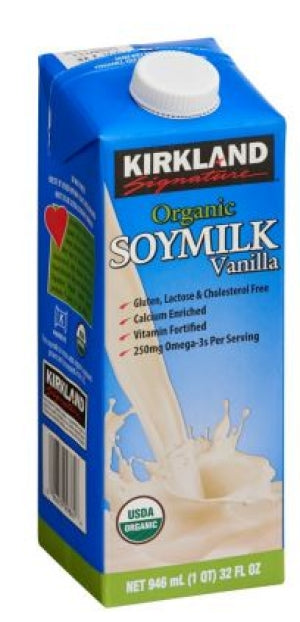 Kirkland Vanilla Organic Soymilk, Gluten Lactose & Cholesterol Free, 32 oz