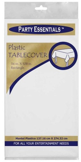 Party Essentials Rectangular Table Cover, White, 137.16 x 274.32 cm (54 x 108 inch)