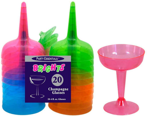 Party Essentials Brights Champagne Glasses, 20 ct