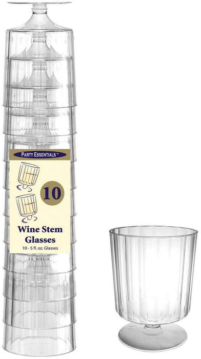 Party Essentials Plastic Wine Glasses, 10 ct