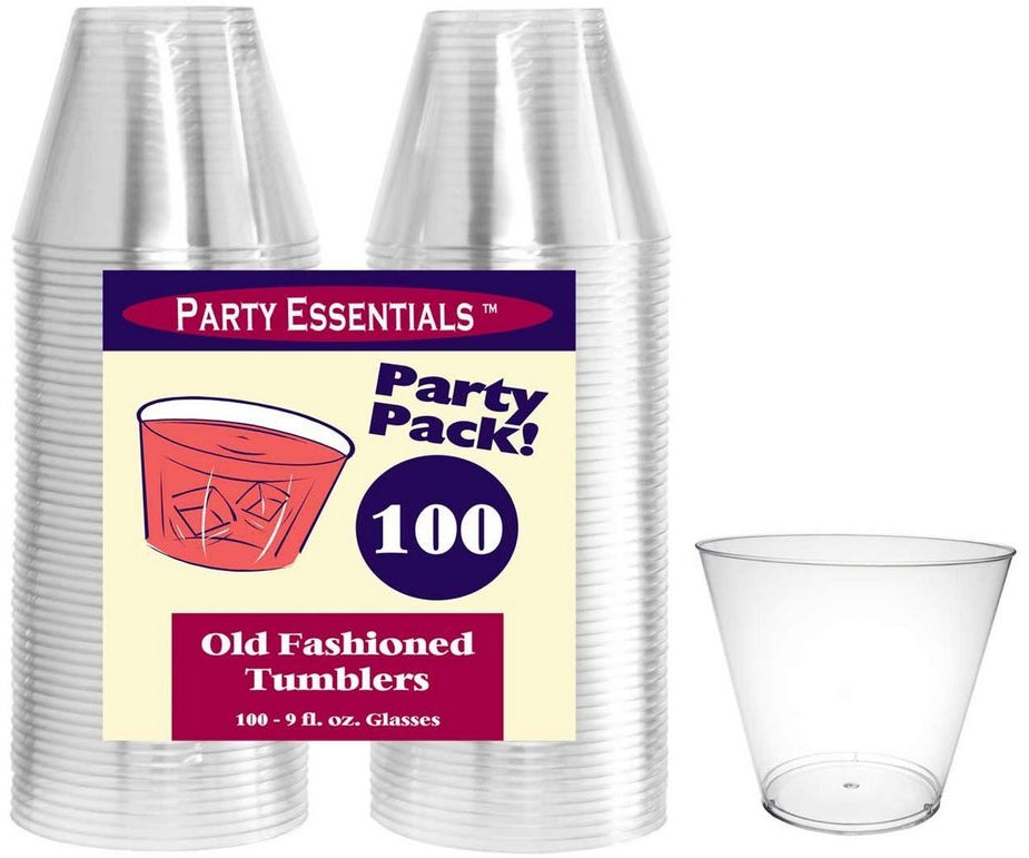 Party Essentials Hard Plastic Tumblers, 9 oz, 100 ct