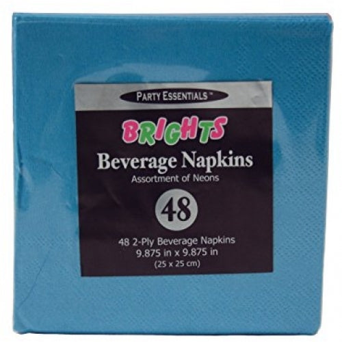 Party Essentials Beverage Napkins, Assorted of Neons, 48 ct
