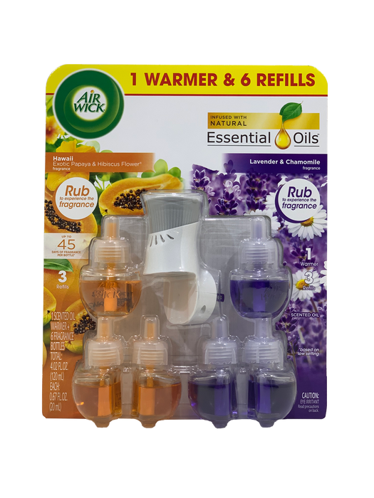 Air Wick Scented Oil Refills, 1 Warmer & 6 Refills