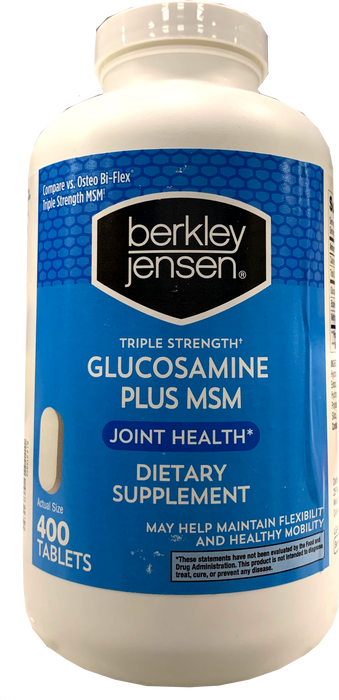 Berkley Jensen Glucosamine Plus MSM Dietary Supplement, 400 ct