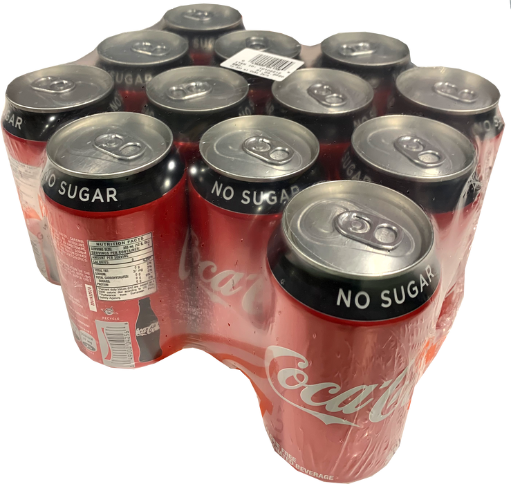 Coca-Cola No Sugar Cans, 12-Pack, 12 x 12 oz