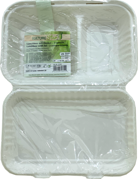 Nature Star Biodegradable Lunchbox With Lid, 2 Compartments, 24.5 x 16 cm